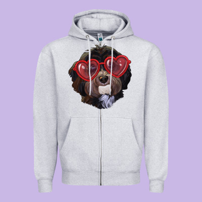 Zipper Hoodie havanese dog with love glasses