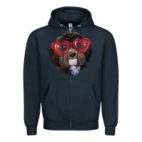 Navy havanese dog with love glasses Zipper Hoodie - RanaPortraitStore