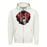 Oatmeal Heather havanese dog with love glasses Zipper Hoodie - RanaPortraitStore
