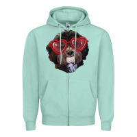 Seafoam havanese dog with love glasses Zipper Hoodie - RanaPortraitStore
