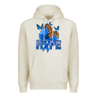 Oatmeal Heather hope blueribboncolon cancer nails Premium Hoodie - NancyCooperArtShop