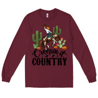 Burgundy creepin it country rodeo Long Sleeve Tee - MaliasSmallBusiness