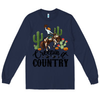 Navy creepin it country rodeo Long Sleeve Tee - MaliasSmallBusiness