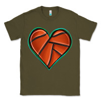 Army Green basketball heart Classic Tee - texasbilliewilder