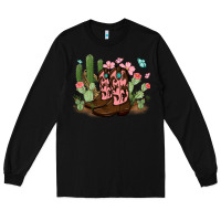 Black cowboy boots with cactus Long Sleeve Tee - MaliasSmallBusiness
