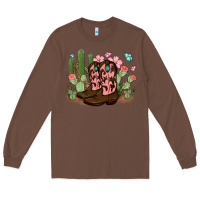 Chestnut cowboy boots with cactus Long Sleeve Tee - MaliasSmallBusiness