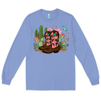 Colony Blue cowboy boots with cactus Long Sleeve Tee - MaliasSmallBusiness