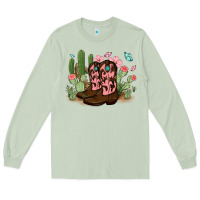 Matcha cowboy boots with cactus Long Sleeve Tee - MaliasSmallBusiness