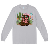 Moon Dust cowboy boots with cactus Long Sleeve Tee - MaliasSmallBusiness