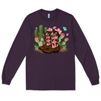 Plum cowboy boots with cactus Long Sleeve Tee - MaliasSmallBusiness