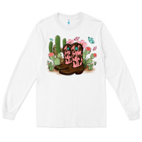 White cowboy boots with cactus Long Sleeve Tee - MaliasSmallBusiness
