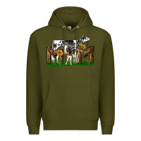 Army Green Western Holstein Cow And Baby Cow Mom Premium Hoodie - LillyAllenDesigns