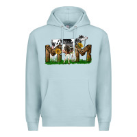 Blue Mist Western Holstein Cow And Baby Cow Mom Premium Hoodie - LillyAllenDesigns