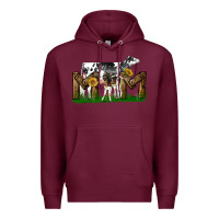 Burgundy Western Holstein Cow And Baby Cow Mom Premium Hoodie - LillyAllenDesigns