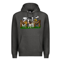 Charcoal Heather Western Holstein Cow And Baby Cow Mom Premium Hoodie - LillyAllenDesigns