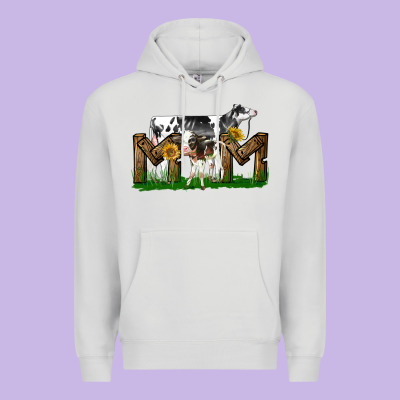 Western Holstein Cow And Baby Cow Mom Premium Hoodie Designed By Lillyallendesigns