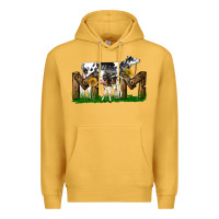 Mustard Western Holstein Cow And Baby Cow Mom Premium Hoodie - LillyAllenDesigns
