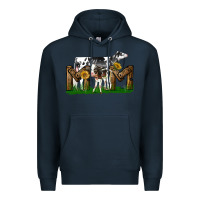 Navy Western Holstein Cow And Baby Cow Mom Premium Hoodie - LillyAllenDesigns