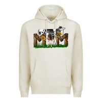 Oatmeal Heather Western Holstein Cow And Baby Cow Mom Premium Hoodie - LillyAllenDesigns