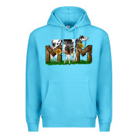 Ocean Blue Western Holstein Cow And Baby Cow Mom Premium Hoodie - LillyAllenDesigns