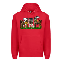Red Western Holstein Cow And Baby Cow Mom Premium Hoodie - LillyAllenDesigns