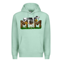 Seafoam Western Holstein Cow And Baby Cow Mom Premium Hoodie - LillyAllenDesigns