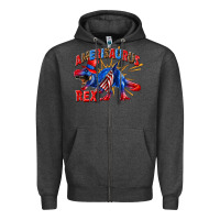 Charcoal Heather Amerisaurus rex Zipper Hoodie - texasbilliewilder