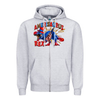 Heather Grey Amerisaurus rex Zipper Hoodie - texasbilliewilder