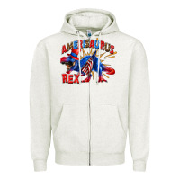 Oatmeal Heather Amerisaurus rex Zipper Hoodie - texasbilliewilder
