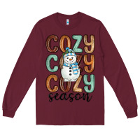 Burgundy cozy season snowman Long Sleeve Tee - MaliasSmallBusiness