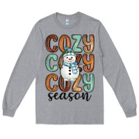 Heather Grey cozy season snowman Long Sleeve Tee - MaliasSmallBusiness