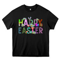 Black Happy Easter Heavy Core Tee - CowhideDigitalArt