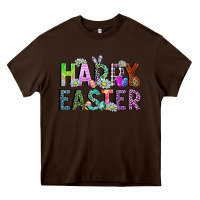 Chocolate Brown Happy Easter Heavy Core Tee - CowhideDigitalArt