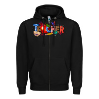 Black American teacher Zipper Hoodie - texasbilliewilder