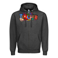 Charcoal Heather American teacher Zipper Hoodie - texasbilliewilder