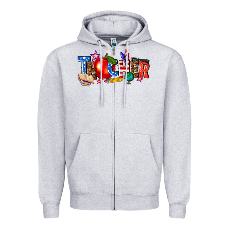 American Teacher Zipper Hoodie by texasbilliewilder | Teevron
