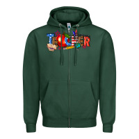 Sports Green American teacher Zipper Hoodie - texasbilliewilder