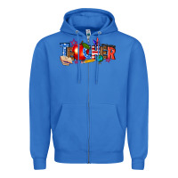 True Royal American teacher Zipper Hoodie - texasbilliewilder