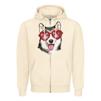 Sandshell husky with love glasses Zipper Hoodie - RanaPortraitStore