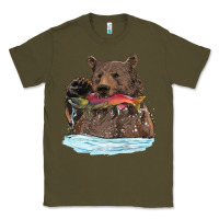 Army Green mama bear haunting fish Classic Tee - RanaPortraitStore