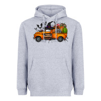 Heather Grey happy halloween truck Heavyweight Hoodie - CowhideDigitalArt