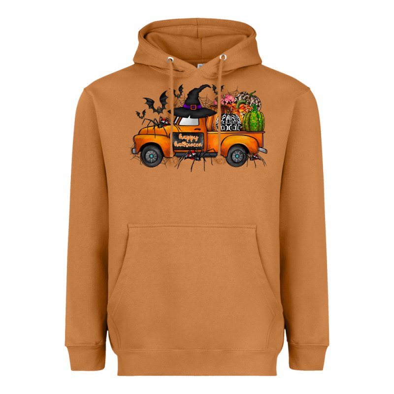 Happy Halloween Truck Heavyweight Hoodie by CowhideDigitalArt | Teevron