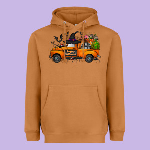 Happy Halloween Truck Heavyweight Hoodie Designed By Cowhidedigitalart