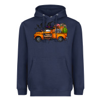 Navy happy halloween truck Heavyweight Hoodie - CowhideDigitalArt