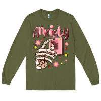 Army Green anxiety skeleton hand Long Sleeve Tee - MaliasSmallBusiness