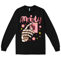 Black anxiety skeleton hand Long Sleeve Tee - MaliasSmallBusiness