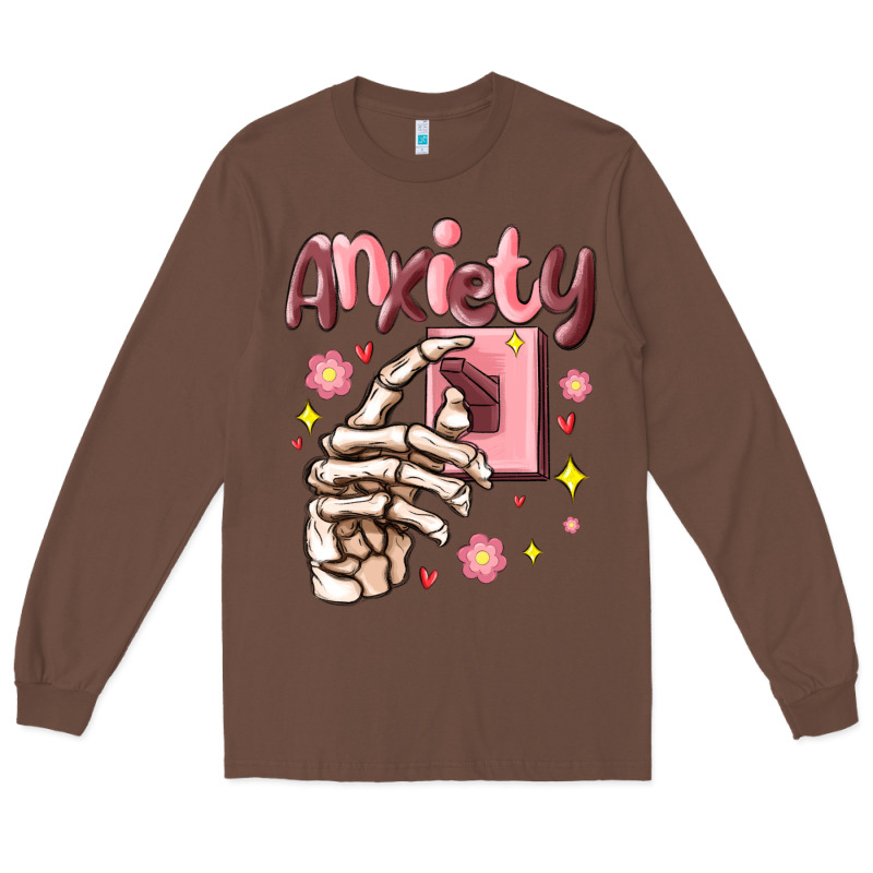 Anxiety Skeleton Hand Long Sleeve Tee by MaliasSmallBusiness | Teevron