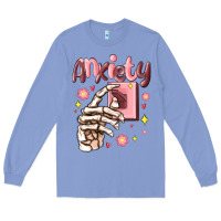 Colony Blue anxiety skeleton hand Long Sleeve Tee - MaliasSmallBusiness