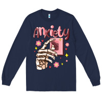 Navy anxiety skeleton hand Long Sleeve Tee - MaliasSmallBusiness