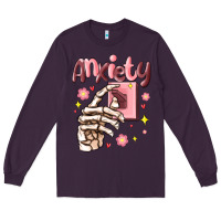 Plum anxiety skeleton hand Long Sleeve Tee - MaliasSmallBusiness